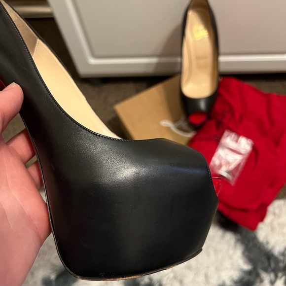 ✨Authentic✨ Christian Louboutin Black Patent Highness Open Toe Platform Heels - Picture 7 of 10